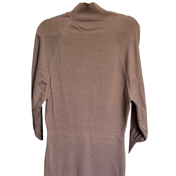 L'Academie Jen Sweater Dress Balloon Sleeves Bodycon Midi Brown Size Medium - Picture 7 of 13